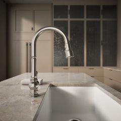 Kohler Artifacts Touchless Pull Down Kitchen Sink Faucet with Three-Function Sprayhead in Vibrant Stainless | product photo