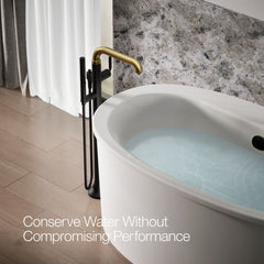 Tone Floor Mounted Clawfoot Tub Faucet in Matte Black/Moderne Brass | product photo
