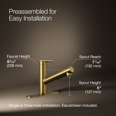 Kohler Crue Pull-Out Kitchen Sink Faucet, Pull-Out Laundry Faucet with Three-Function Sprayhead | product photo