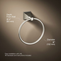 Kohler Memoirs Wall Mounted Towel Ring in Vibrant Brushed Nickel | product photo