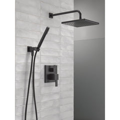 Modern 14 Series Square Rain Shower System Faucet Set, Rainfall Matte Black Shower Head and Handle Set, Valve Trim Kit, 10 Inch, Matte Black | product photo
