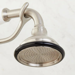 Telephone Style Wall Mounted Tub Faucet with Cross Handles in Brushed Nickel | detail photo