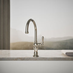 Artifacts Single-Hole Kitchen Faucet with Swing Spout, Arc Spout Design in Vibrant Polished Nickel | product photo