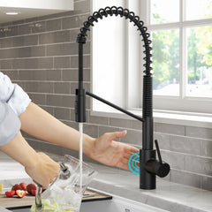 Oletto Touchless Sensor Commercial Pull-Down Single Handle Kitchen Faucet with QuickDock Top Mount Assembly in Matte Black | product photo