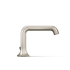 Kohler Occasion Sink Spout with Straight Design Single Hole Bathroom Faucet with Drain Assembly in Vibrant Brushed Nickel | product photo
