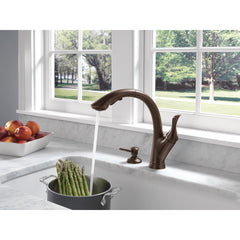 Linden Pull Out Single Handle Kitchen Faucet with Accessories in Venetian Bronze | product photo