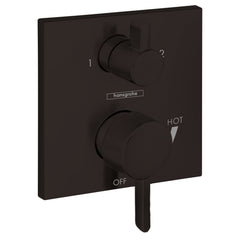 Ecostat Square Thermostat Shower Trim with Diverter Valve Trim Only in Matte Black | product photo