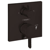Ecostat Square Thermostat Shower Trim with Diverter Valve Trim Only in Matte Black