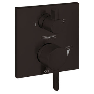 Ecostat Square Thermostat Shower Trim with Diverter Valve Trim Only in Matte Black