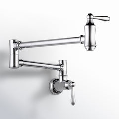 Traditional Chrome Pot Filler Kitchen Faucet, Wall Mount Kitchen Faucet, Chrome | product photo