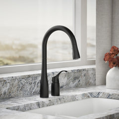 Kohler Simplice Pull Down Kitchen Sink Faucet with Three-Function Sprayhead, Two-Hole Installation | product photo