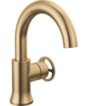Trinsic Single Hole Bathroom Faucet with Wheel Handle, Single Handle Bathroom Sink Faucet in Champagne Bronze