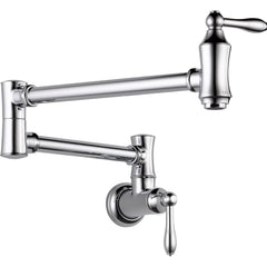 Traditional Chrome Pot Filler Kitchen Faucet, Wall Mount Kitchen Faucet, Chrome | product photo