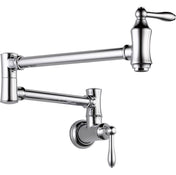 Traditional Chrome Pot Filler Kitchen Faucet, Wall Mount Kitchen Faucet, Chrome