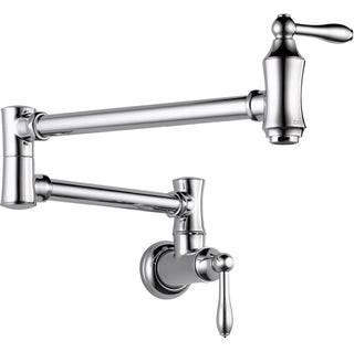 Traditional Chrome Pot Filler Kitchen Faucet, Wall Mount Kitchen Faucet, Chrome