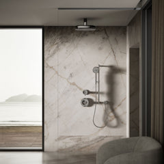 Statement Oblong 14 in. Two-Function 1.75 Gpm Rainhead With Katalyst Air-Induction Technology in Vibrant Titanium | product photo