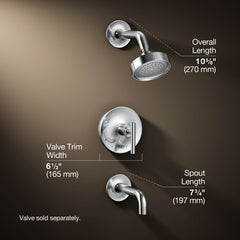 Purist Rite-Temp Pressure-Balancing Bath and Shower Faucet Trim with Push-Button Diverter, 7-3/4" Spout and Lever Handle, Valve Not Included in Polished Chrome | product photo