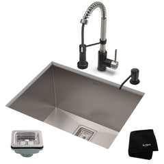 Pax™ 24" L x 19" W Undermount Kitchen Sink with Faucet in Stainless Steel/Matte Black | product photo