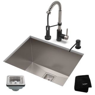 Pax™ 24" L x 19" W Undermount Kitchen Sink with Faucet in Stainless Steel/Matte Black