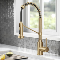 Bolden Commercial Style 2-Function Single Handle Pull Down Kitchen Faucet in Gold | product photo