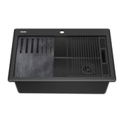 Everest™ 30" L Granite Composite Workstation Kitchen Sink Drop-In Top Mount Single Bowl with WorkFlow™ Ledge in Black