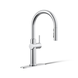 Crue Single Handle Pull Down Kitchen Faucet with Three-Function Pull Down Sprayer