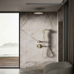 Contemporary 14 In. Round Single-Function Rainhead 2.5 Gpm in Gold | product photo
