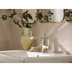 Flara Single Hole Bathroom Faucet with Drain Assembly in Polished Nickel | product photo