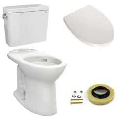 Drake Two Piece Elongated 1.28 Gpf Universal Height Toilet With Toilet Seat And Wax Ring in Colonial White | product photo