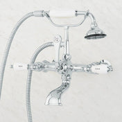 Telephone Style Wall Mounted Tub Faucet with Porcelain Lever Handles in Chrome
