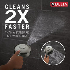 6-Setting HydroRain 2-in-1 Dual Shower Head with ProClean Spray, 1.75 GPM in Lumicoat Black Stainless | product photo