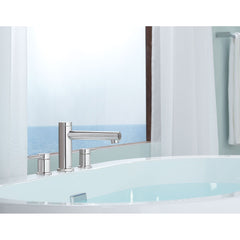 Align Double Handle Deck Mounted Roman Tub Faucet Trim in Brushed Nickel | product photo