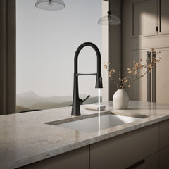 Kohler Graze Single-Handle Semi-Professional Kitchen Sink Faucet With 24-5/16-In Spout in Matte Black | product photo