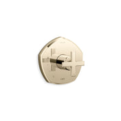 Occasion Rite-Temp Pressure-Balancing Valve Trim with Cross Handle in French Gold