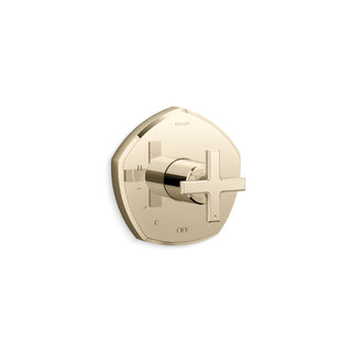 Occasion Rite-Temp Pressure-Balancing Valve Trim with Cross Handle in French Gold
