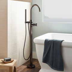 Vassor Floor Mounted Tub Filler Faucet and Valve in Gunmetal | product photo