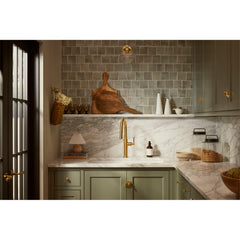 Edalyn Pull-Down Kitchen Sink Faucet with Three-Function Sprayhead in Vibrant Brushed Moderne Brass | product photo