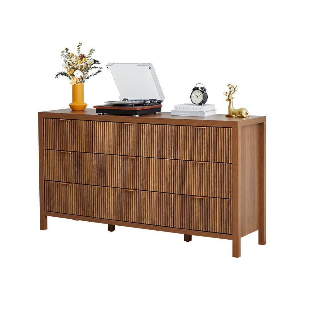 9-Drawer Storage Unit, Manufactured Wood, 58.5 In. Wide, Walnut
