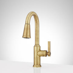 Greyfield Single-Hole Pull-Down Bar Faucet in Aged Brass | product photo
