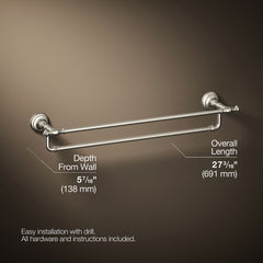 Kohler Artifacts Double 24" Wall Mounted Towel Bar in Vibrant Brushed Nickel | product photo
