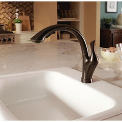 Linden Pull Out Single Handle Kitchen Faucet with Accessories in Venetian Bronze | product photo