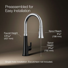 Kohler Tone Touchless Pull-Down Kitchen Sink Faucet with Three-Function Sprayhead | product photo