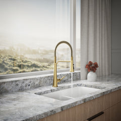 Kohler Tone Single Handle Semi-Professional Pre-Rinse Kitchen Sink Faucet with Three-Function Pull Down Sprayer | product photo