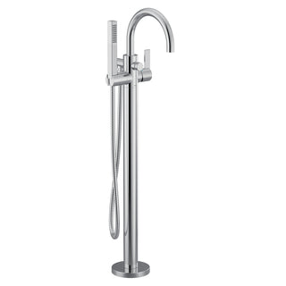 Cia One Handle Freestanding Floor Mount Tub Filler with Handshower, Mounting Kit Required in Chrome