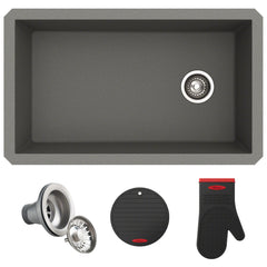 Forteza™ 32" L Undermount Single Bowl Granite Kitchen Sink in Grey | product photo