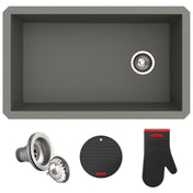 Forteza™ 32" L Undermount Single Bowl Granite Kitchen Sink in Grey