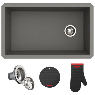 Forteza™ 32" L Undermount Single Bowl Granite Kitchen Sink in Grey