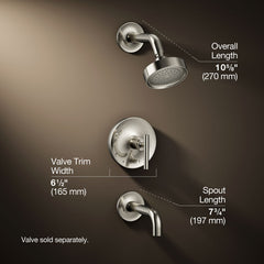 Purist Rite-Temp Pressure-Balancing Bath and Shower Faucet Trim with Push-Button Diverter, 7-3/4" Spout and Lever Handle, Valve Not Included in Vibrant Polished Nickel | product photo