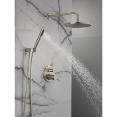 Modern 14 Series Round Rain Shower System Faucet Set, Rainfall Brushed Nickel Shower Head and Handle Set, Valve Trim Kit, 10 Inch, Spotshield Stainless in Spotshield Brushed Nickel | product photo