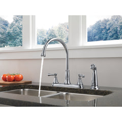 Cassidy Double Handle Kitchen Faucet with Side Spray in Arctic Stainless | product photo